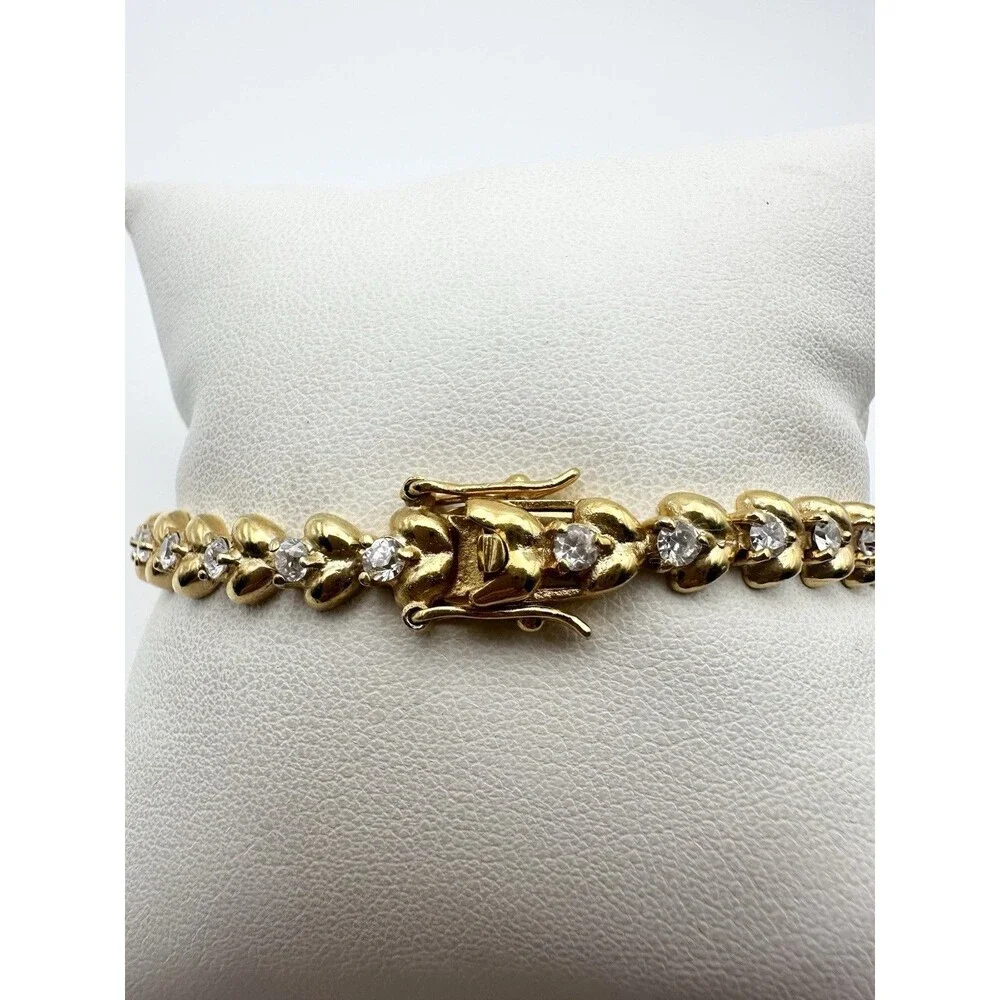 FAS Vermeil Gold over Sterling Silver 925 C Z Tennis Bracelet 7.5-inches